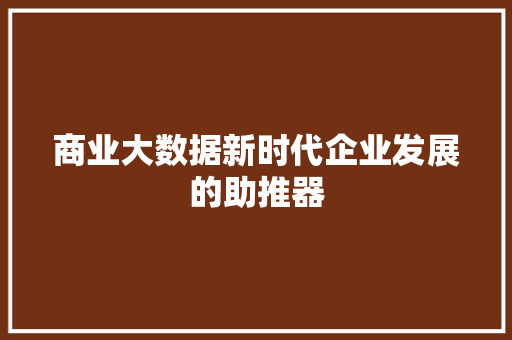 商业大数据新时代企业发展的助推器