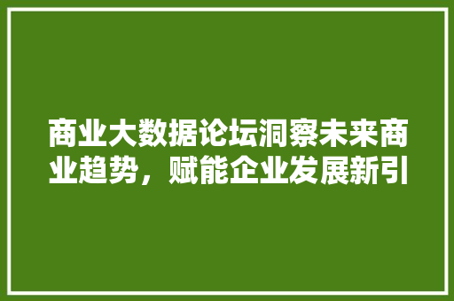 商业大数据论坛洞察未来商业趋势,赋能企业发展新引擎 商业大数据论坛洞察未来商业趋势,赋能企业发展新引擎