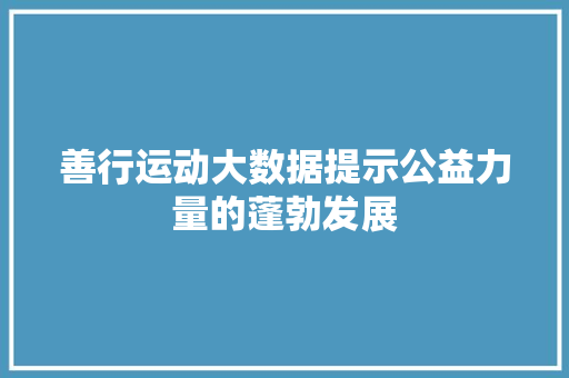 善行运动大数据提示公益力量的蓬勃发展
