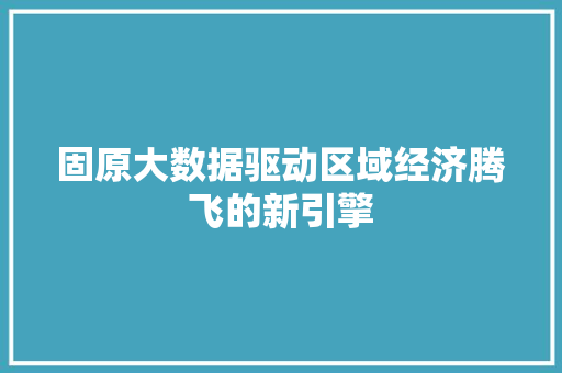 固原大数据驱动区域经济腾飞的新引擎