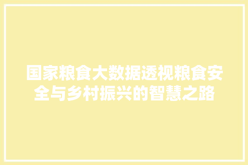 国家粮食大数据透视粮食安全与乡村振兴的智慧之路