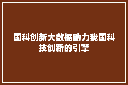 国科创新大数据助力我国科技创新的引擎 网络技术
