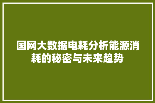国网大数据电耗分析能源消耗的秘密与未来趋势