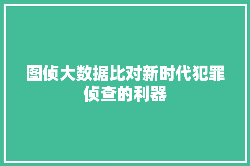 图侦大数据比对新时代犯罪侦查的利器