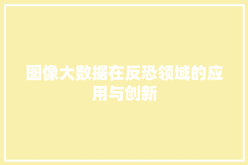 图像大数据在反恐领域的应用与创新