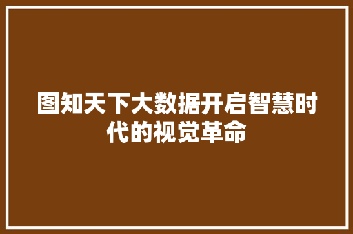 图知天下大数据开启智慧时代的视觉革命 网络技术