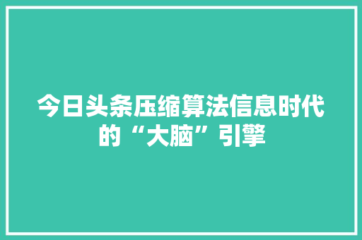 今日头条压缩算法信息时代的“大脑”引擎 电脑基础 今日头条压缩算法信息时代的“大脑”引擎 电脑基础