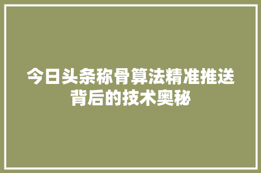 今日头条称骨算法精准推送背后的技术奥秘