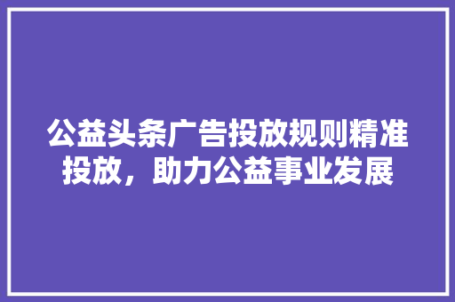 公益头条广告投放规则精准投放，助力公益事业发展