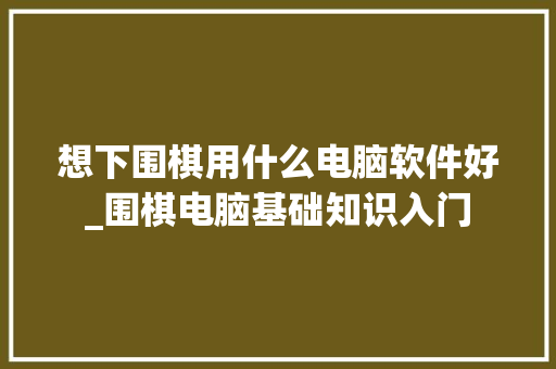 想下围棋用什么电脑软件好_围棋电脑基础知识入门