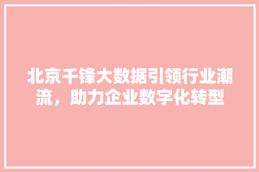 北京千锋大数据引领行业潮流，助力企业数字化转型