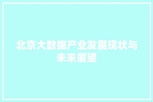 北京大数据产业发展现状与未来展望