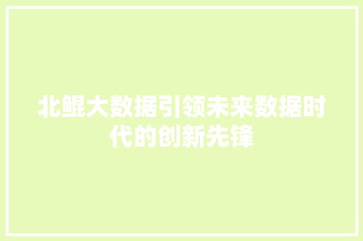 北鲲大数据引领未来数据时代的创新先锋 电脑故障维修