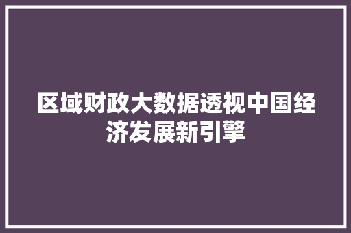 区域财政大数据透视中国经济发展新引擎