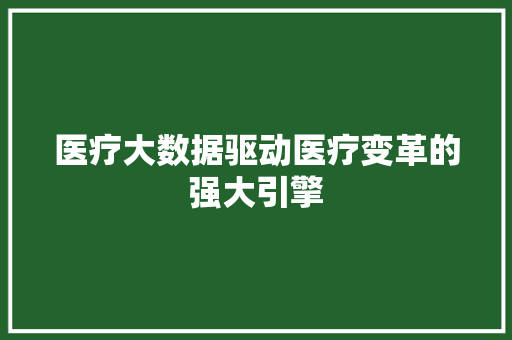 医疗大数据驱动医疗变革的强大引擎