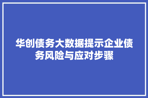 华创债务大数据提示企业债务风险与应对步骤 华创债务大数据提示企业债务风险与应对步骤