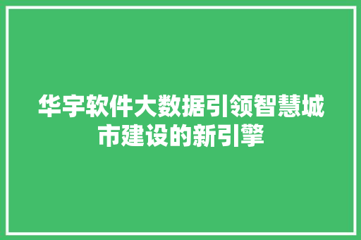 华宇软件大数据引领智慧城市建设的新引擎