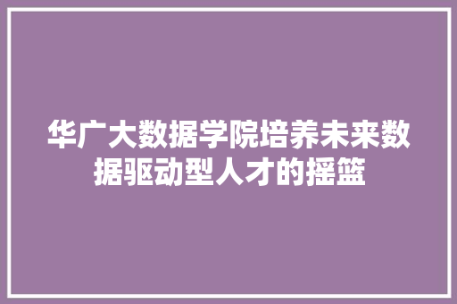 华广大数据学院培养未来数据驱动型人才的摇篮
