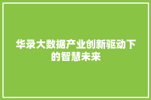 华录大数据产业创新驱动下的智慧未来 华录大数据产业创新驱动下的智慧未来