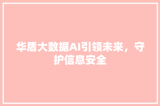 华盾大数据AI引领未来，守护信息安全