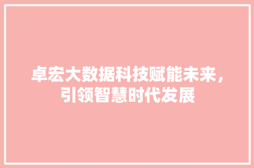 卓宏大数据科技赋能未来,引领智慧时代发展 卓宏大数据科技赋能未来,引领智慧时代发展