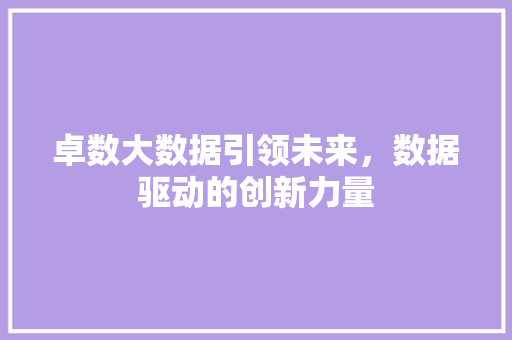 卓数大数据引领未来，数据驱动的创新力量