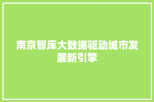 南京智库大数据驱动城市发展新引擎
