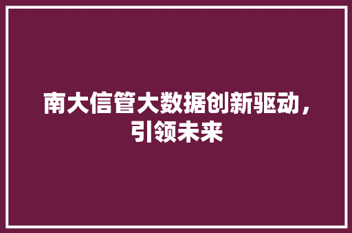 南大信管大数据创新驱动，引领未来