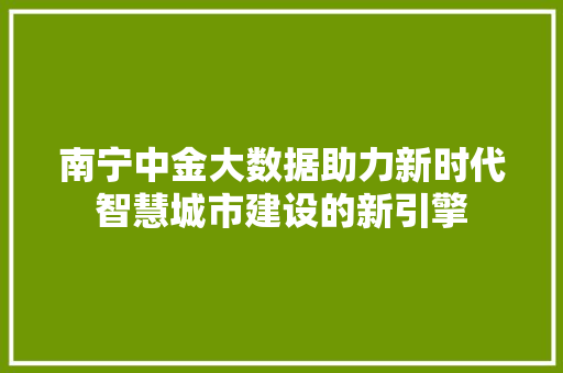 南宁中金大数据助力新时代智慧城市建设的新引擎 南宁中金大数据助力新时代智慧城市建设的新引擎