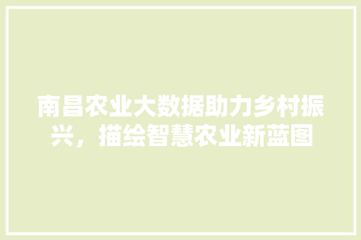 南昌农业大数据助力乡村振兴，描绘智慧农业新蓝图
