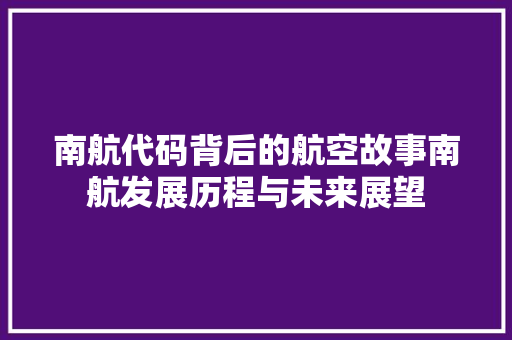 南航代码背后的航空故事南航发展历程与未来展望