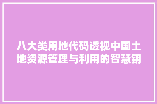 八大类用地代码透视中国土地资源管理与利用的智慧钥匙