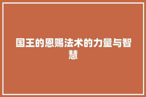 国王的恩赐法术的力量与智慧