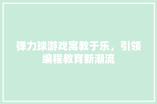 弹力球游戏寓教于乐，引领编程教育新潮流