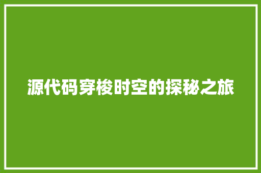源代码穿梭时空的探秘之旅 源代码穿梭时空的探秘之旅