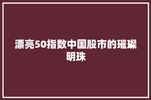 漂亮50指数中国股市的璀璨明珠