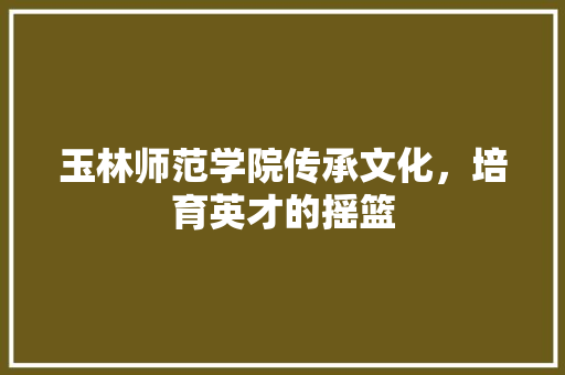 玉林师范学院传承文化，培育英才的摇篮 电脑基础