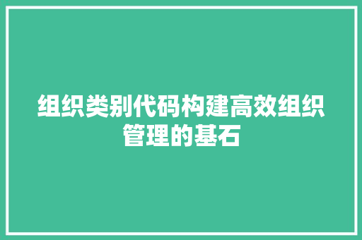 组织类别代码构建高效组织管理的基石 编程语言