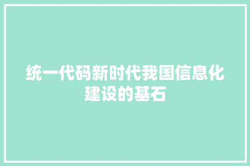 统一代码新时代我国信息化建设的基石 电脑基础 统一代码新时代我国信息化建设的基石 电脑基础
