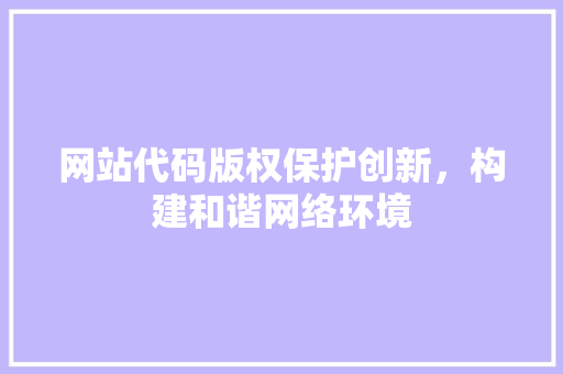 网站代码版权保护创新，构建和谐网络环境