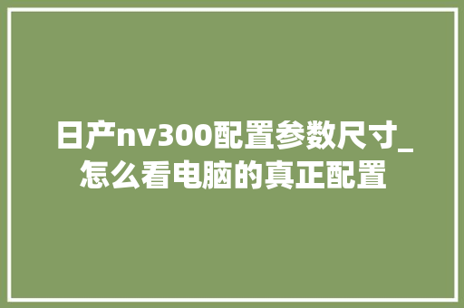 日产nv300配置参数尺寸_怎么看电脑的真正配置 电脑故障维修