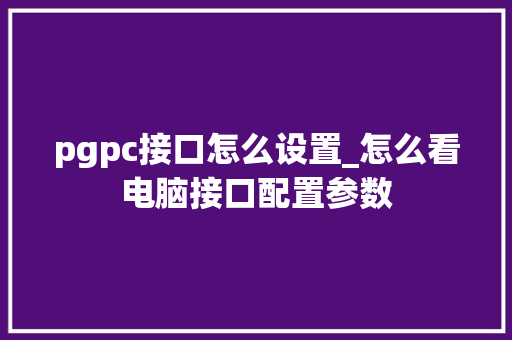 pgpc接口怎么设置_怎么看电脑接口配置参数
