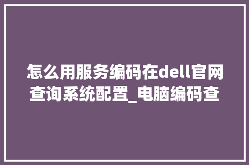 怎么用服务编码在dell官网查询系统配置_电脑编码查看配置怎么看的