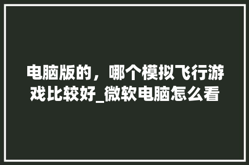 电脑版的,哪个模拟飞行游戏比较好_微软电脑怎么看配置和型号 操作系统 电脑版的,哪个模拟飞行游戏比较好_微软电脑怎么看配置和型号 操作系统