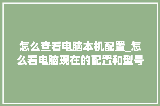 怎么查看电脑本机配置_怎么看电脑现在的配置和型号