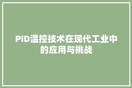 PID温控技术在现代工业中的应用与挑战