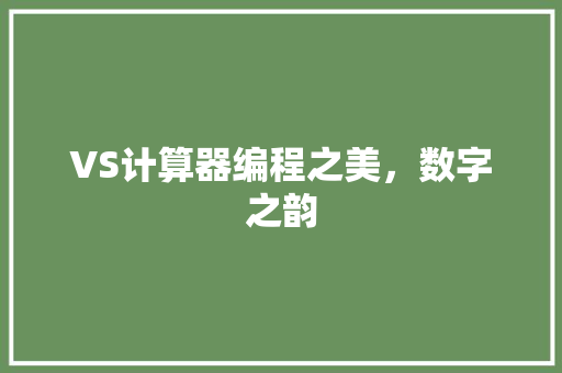 VS计算器编程之美，数字之韵 电脑基础