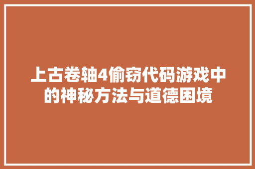 上古卷轴4偷窃代码游戏中的神秘方法与道德困境