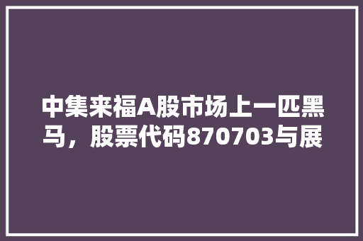 中集来福A股市场上一匹黑马，股票代码870703与展望