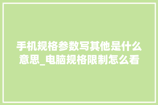 手机规格参数写其他是什么意思_电脑规格限制怎么看配置参数